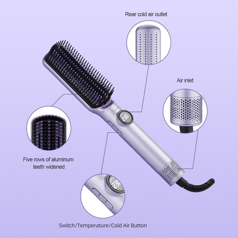 Multifunctional Hot Air Comb, 1 Count Cold & Hot Air Hair Straightening Curling Brush, Professional Hair Styling Tool, Christmas Gift