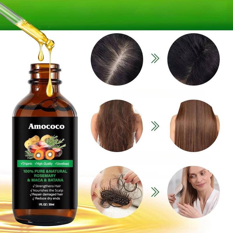 Amococo Rosemary & Batana Oil -Blended with Jojoba & Argan Oil-100% Organic Essential Oil forHair Haircare Daily Repairing Restore Moisture Vitamins