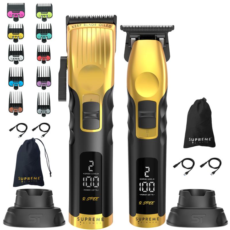 Supreme Trimmer 2Spee 2-in-1 Beard Trimmer & Hair Clipper Combo | Cordless Pro Tool, Removable Blades, 2 Speeds, LCD Display, Lightweight Comfort