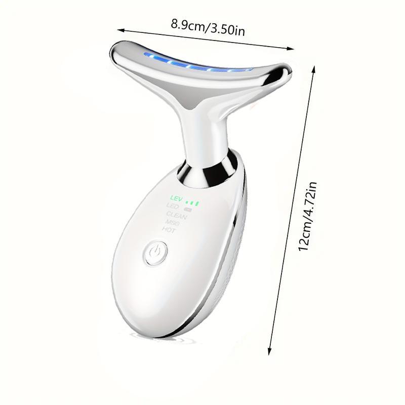 Portable LED Light Facial Massager, 7 Color LED Light Lifting and Firming Facial & Neck Massager, Professional Facial Beauty Instrument for Women