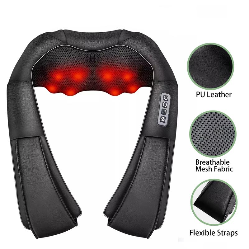 Rechargeable 3D Neck and Shoulder Massager, Electric Shiatsu Massager,  Deep Tissue Neck Massage Pillow for Neck, Shoulder, Foot, Leg Massage, for mom dad,Thanksgiving, Christmas, New Year Gift