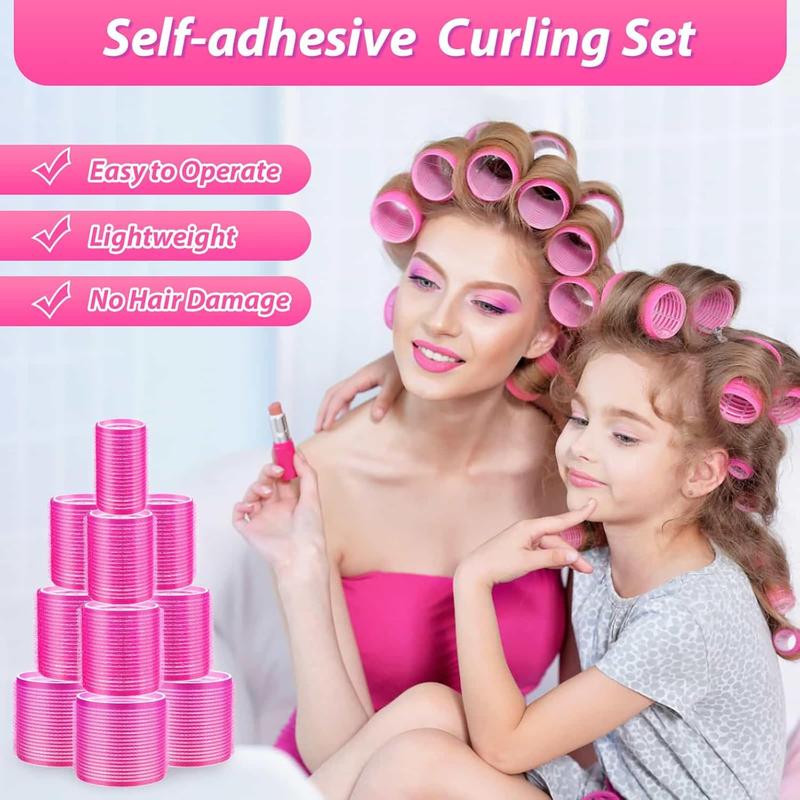 Hair Rollers 48 Pcs Set, 24Pcs Hair Rollers 4 Sizes and 24 Pcs Hair Clips for Long Medium Short Hair