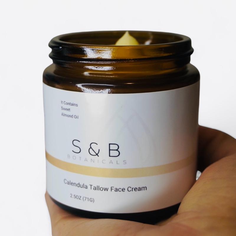 Beef Tallow Face Cream Moisturizer for Skin - Organic Calendula Carrot Seed Jojoba Skincare - Moisturizer