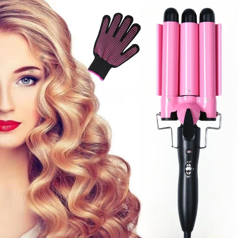 25mm Hair Curler, 1 Count Portable Hair Curling Iron with Heat Resistant Gloves, Hair Styling Tool for Home & Salon Use