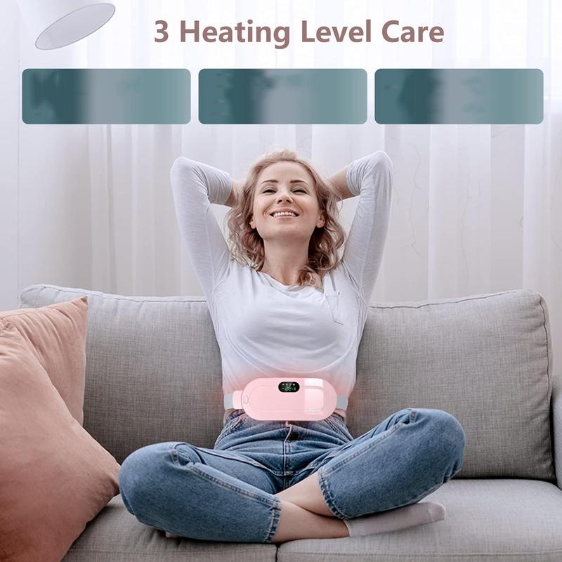 Massage Uterus Warmer, Portable Lower Back Stress Relief Quick Heating Pad, 3-speed Temperature Regulation and 4-speed Massage Mode, Menstrual Comfort Heating Pad for Women and Girls