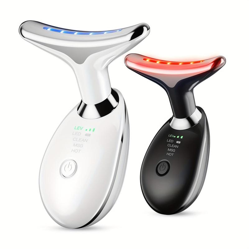 Portable LED Light Facial Massager, 7 Color LED Light Lifting and Firming Facial & Neck Massager, Professional Facial Beauty Instrument for Women