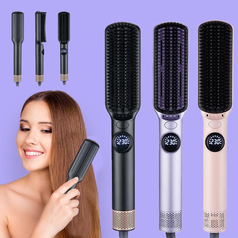 Multifunctional Hot Air Comb, 1 Count Cold & Hot Air Hair Straightening Curling Brush, Professional Hair Styling Tool, Christmas Gift