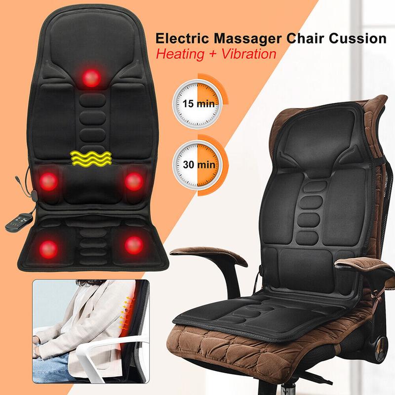 8 Mode Massage Seat Cushion w Heated Back Neck Massager Chair for Home&Car Mat