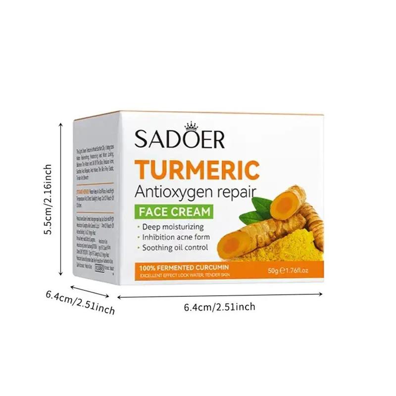 SADOER Turmeric Skincare Cream, Moisturizing Turmeric Face Mask Face Cream, Turmeric Facial Lotion, Skin Radiant Improving Facial Cream, Gentle Skincare Face Lotion for Women and Men, Face Care Products, Hydrating Skin Care Products