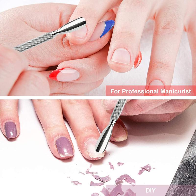 Professional Cuticle Pusher Set Dual Sided - Sharp Edge Spoon Shaped Double Ended Cuticle Pusher Remover Cleaner Surgical Medical Grade Stainless Steel Manicure Pedicure Nail Spa Art Care Tools 4 Pc By Krisp Beauty Nail Care Gel Polish Salon Pack