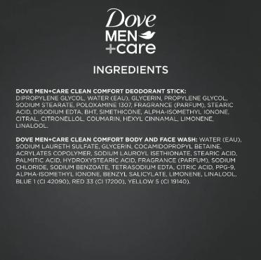 Dove Men+Care Clean Comfort Men's Holiday Gift Set Body + Fash Wash Deodorant Stick & Shower Tool, 3 Count