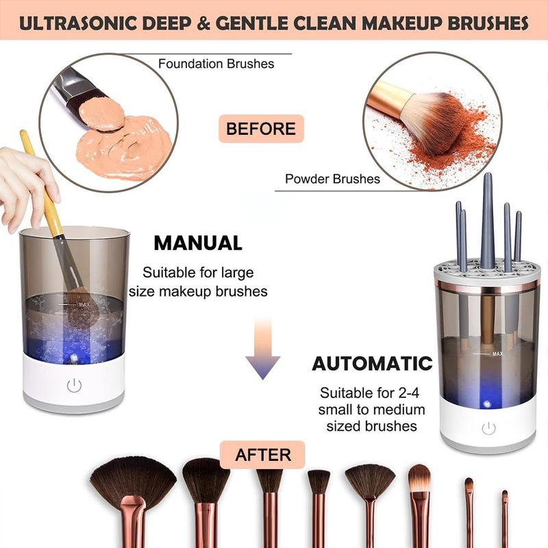 Electric Makeup Brush Cleaner for Foundation Brushes, 1 Set Smart Automatic Makeup Brushes Cleansing Machine with Brush Clean Mat, Automatic Makeup Brush Cleaning Machine, Makeup Products, Gift for Girlfriend, Christmas Gift