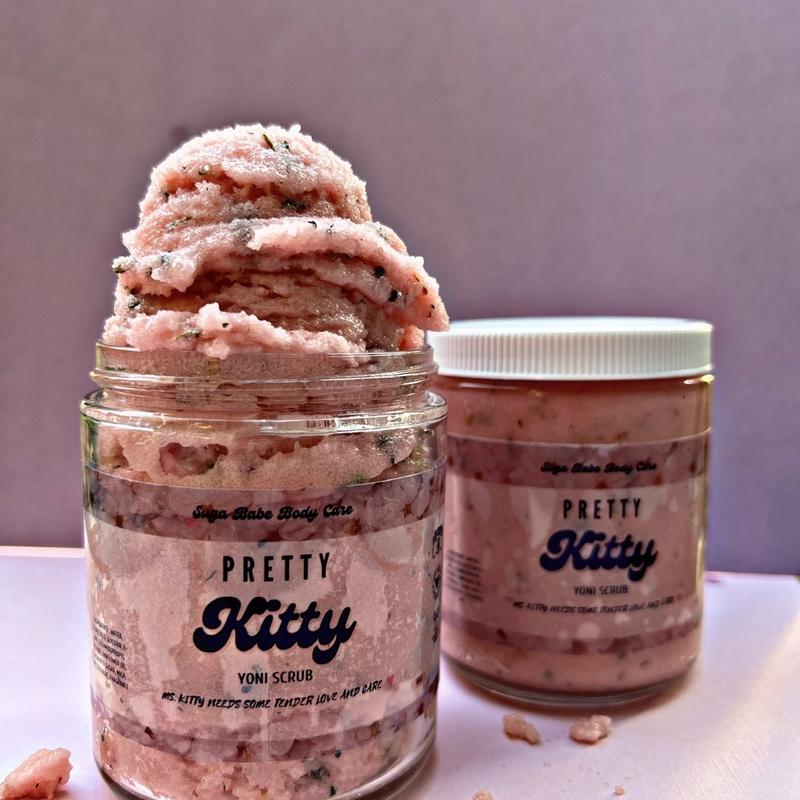 Organic Pretty Kitty Bikini Body Scrub with Shea Butter Body Care Antibacterial sugar  scrub