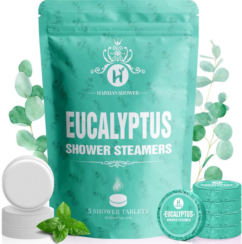 Shower Steamers Aromatherapy Organic Eucalyptus & Mint Essential Oil, 5-Pack Shower Bombs Christmas Gifts for Women or Men, Unique Birthday Gifts for Girlfriend Mom Wife Sister