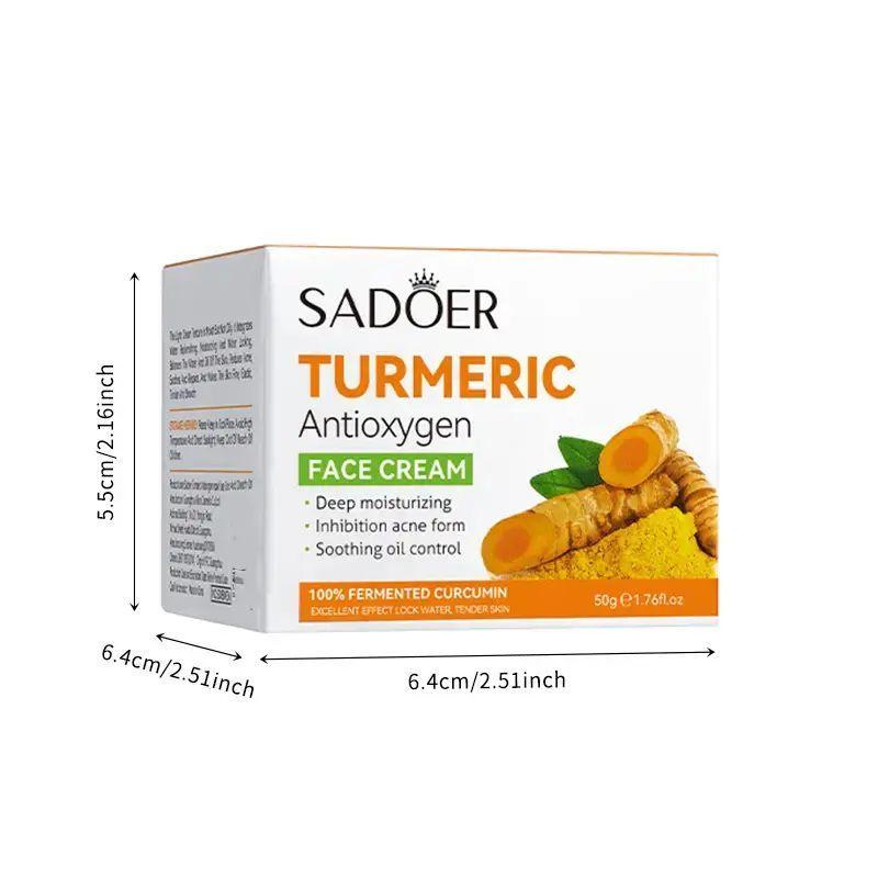 SADOER Turmeric Skincare Cream, Moisturizing Turmeric Face Mask Face Cream, Turmeric Facial Lotion, Skin Radiant Improving Facial Cream, Gentle Skincare Face Lotion for Women and Men, Face Care Products, Hydrating Skin Care Products