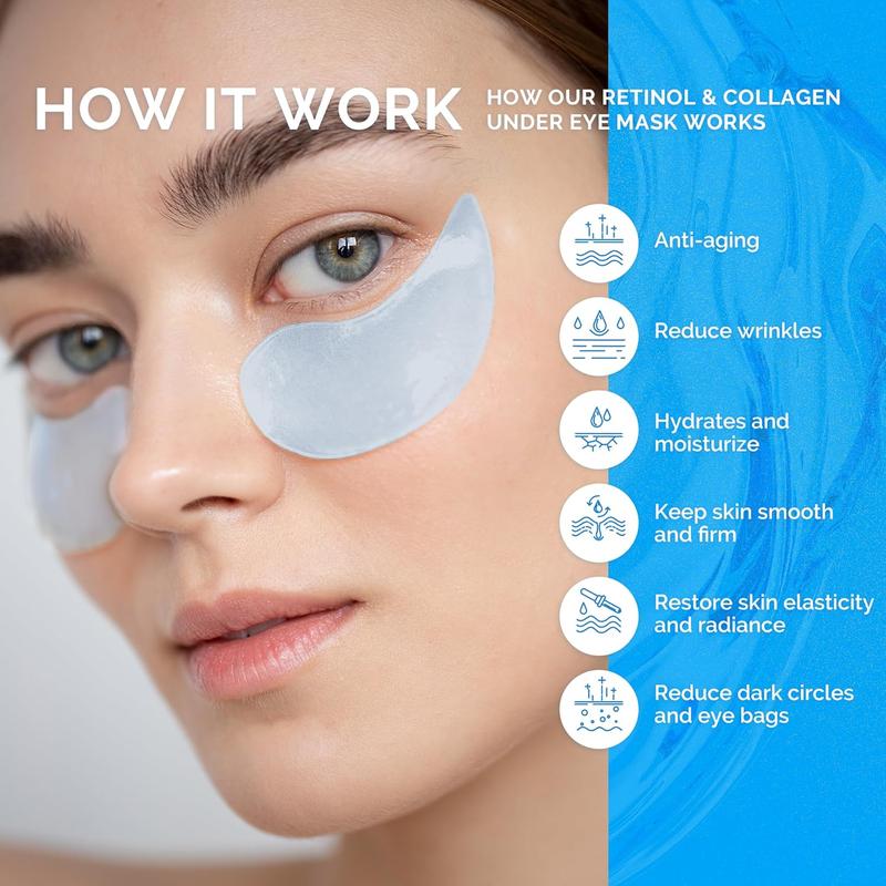 Enaskin Naturals Under Eye Patches for Dark Circles: 30 Pairs Retinol Collagen Eye Gels Mask - Reduce Wrinkles Puffy & Bags - Skin Treatment Pads - Anti Aging Moisturizer For Women Skin Care Comfort