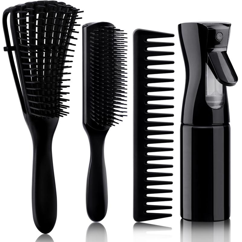 Hair Brush Set, Hair Brushes for Women Men Kids Curly Hair, Detangling Brush for Natural 3 4abc Hair with Detangler Brush Hair Spray Bottle 9 Row Brush Wide Tooth comb