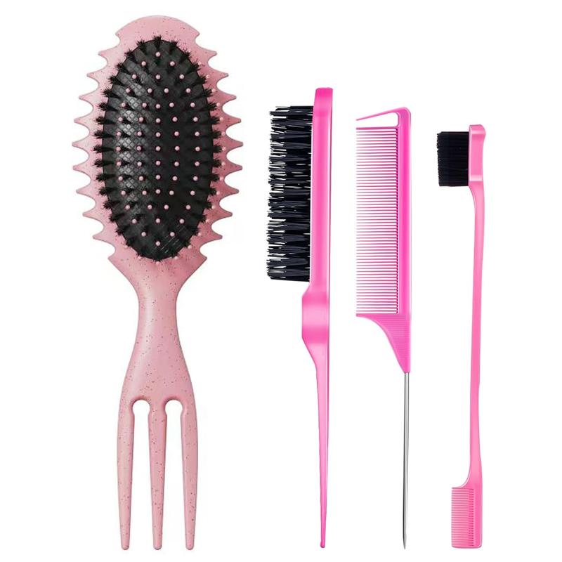 Curly Hair Brush Boar Bristle Curl Defining Brush for Curl Wave Straight Hair, Unique Trident Handle Design Defineing Brush for Wet Dry Hair Styling Massage Hairbrush Hair Pick Comb Curl Brush Green