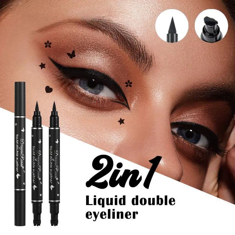 Double-ended Eyeliner Stamp Pen Set, 5pcs Waterproof Long Lasting Eyeliner Pencil, Quick Drying Eyeliner Pen with Precise Flexible Tip & Comfortable Grip, Professional Daily Makeup Products, Fall Gift