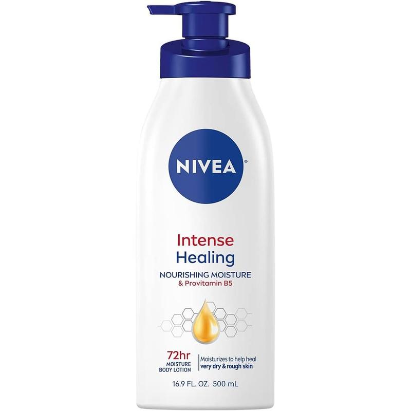 NIVEA Intense Healing Body Lotion for Dry Skin, 72-Hour Moisturizing Lotion with Deep Nourishing Serum and Provitamin B5, 16.9 Fl Oz Pump Bottle