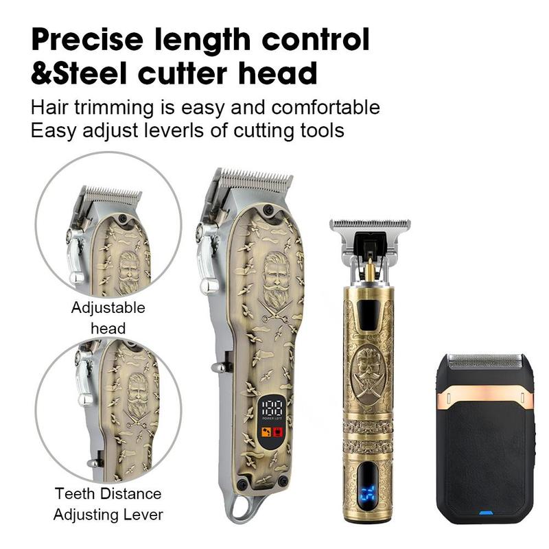 Professional Barber Clippers Set, 1 Set Electric LCD Display Hair Trimmer, Hair Clipper with Limited Comb & Charging Cable & Cleaning Brush & Other Accessories, Barber Kit, Hair Cutting Machines