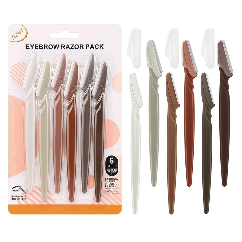 6PCS neutral razors for women's face, with precision cover. For facial hair removal, dermaplaning and eyebrow shaping. Makeup Stainless Peach