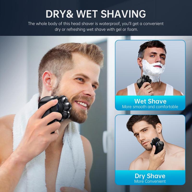 8D Head Shavers for Bald Men, Bazivve Upgraded Men's Rotary Shaver with Nose Hair Trimmer, Waterproof Electric Razor Grooming Kit with LED Display, Cordless, Portable