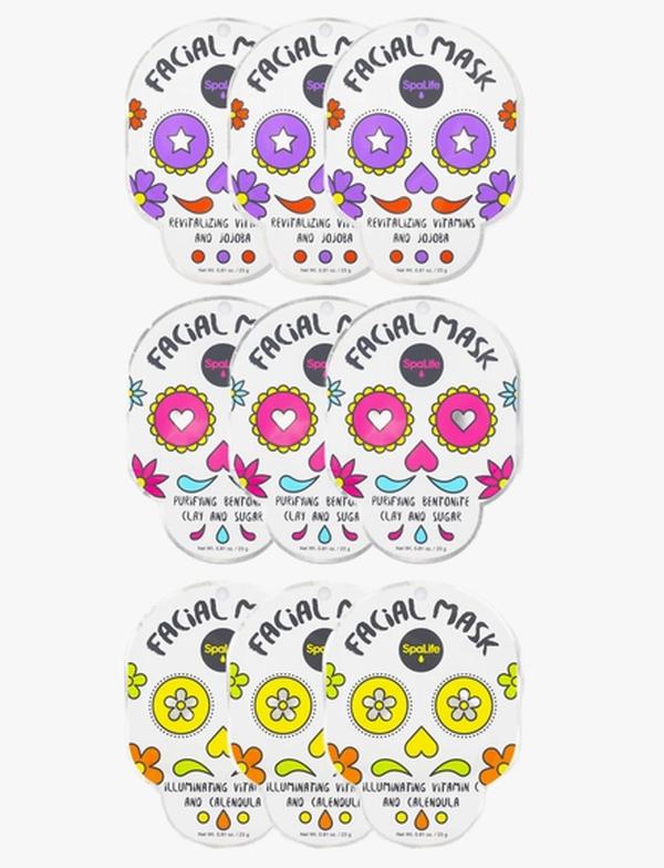 Spa Life - Day of the Dead - Colorful Skull Face Masks - Halloween Facial Sheet Mask