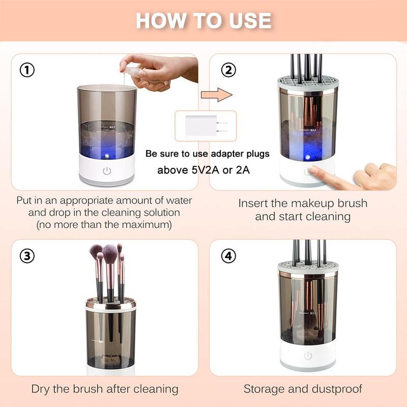 Electric Makeup Brush Cleaner for Foundation Brushes, 1 Set Smart Automatic Makeup Brushes Cleansing Machine with Brush Clean Mat, Automatic Makeup Brush Cleaning Machine, Makeup Products, Gift for Girlfriend, Christmas Gift