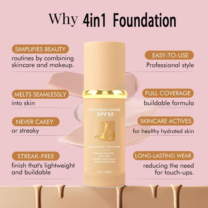 Bionic 4-in-1 Foundation Hydrating Medium Spectrum Concealer Coverage Flawless Lightweight Spf50