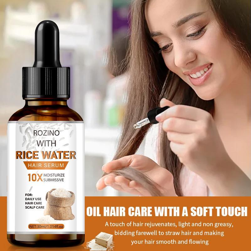 Rice Water Hair Serum, Hair Care Essence for Smooths The Irritability, Silky, Light and Non Greasy Hair Care Product