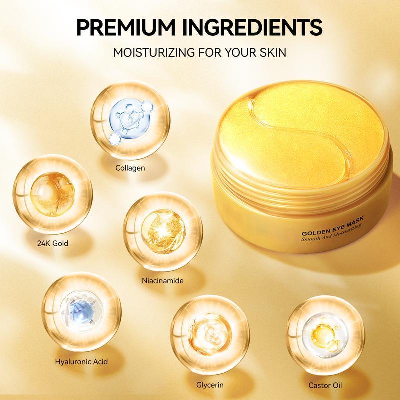 24K Gold Eye Mask,30 Pairs, Natural Anti-aging Eye Pads for Puffy Eyes,and Eye Bags with Amino Acid & Collagen, with Revitalize and Hydrate Your Skin