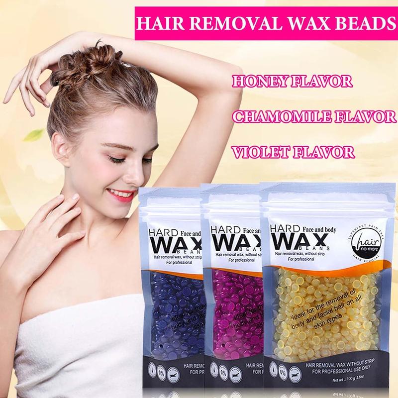 Hard Wax Beads for Women Men,Waxing Beads for Hair Removal Kit with 20 Sticks,Hair Removal Wax Beans for Face,Chest,Armpits,Arms,Back and Legs(01)