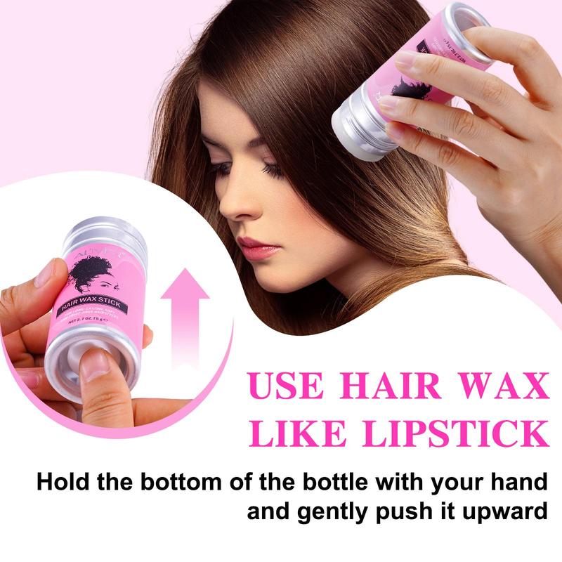 Hair Wax Stick & Comb Set, 1 Set Hair Styling Tool, Hair Style Wax Stick and Hair Brushes, Smooth Hair Care Products, Professional Heatless Hair Styling Products for Women & Men