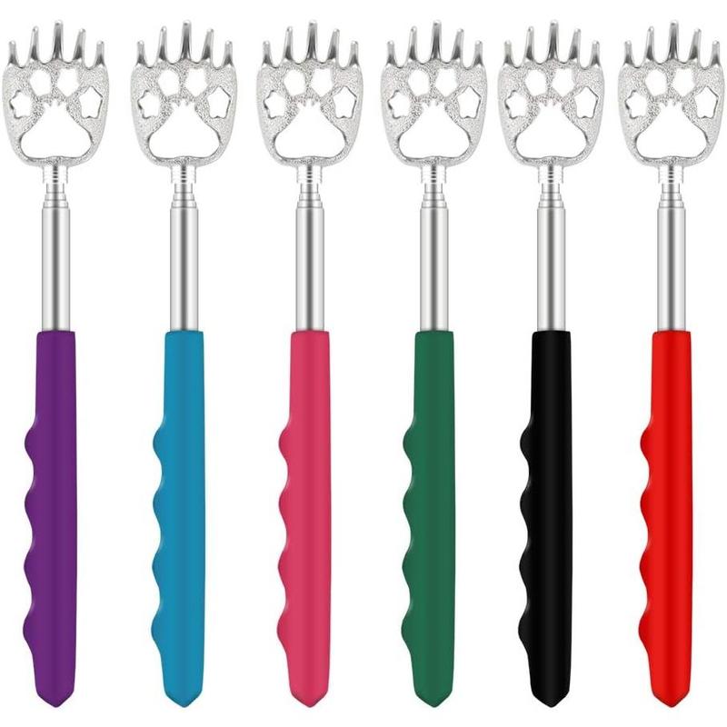 6 count Telescoping Back Scratcher - Bear Claw Back Scratchers - Portable Extendable Backscratcher with Rubber Handles in Black, Blue, Green, Purple, Red, Pink Color