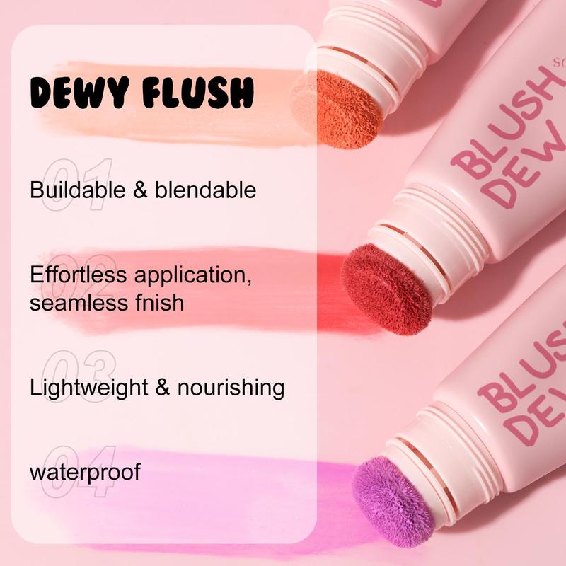 Liquid Blush with Buffer Applicator, 1 Count Long Lasting Blush Stick with Soft Sponge Head, Natural Matte Finish Blush for Cheeks, Lightweight Blush for Women