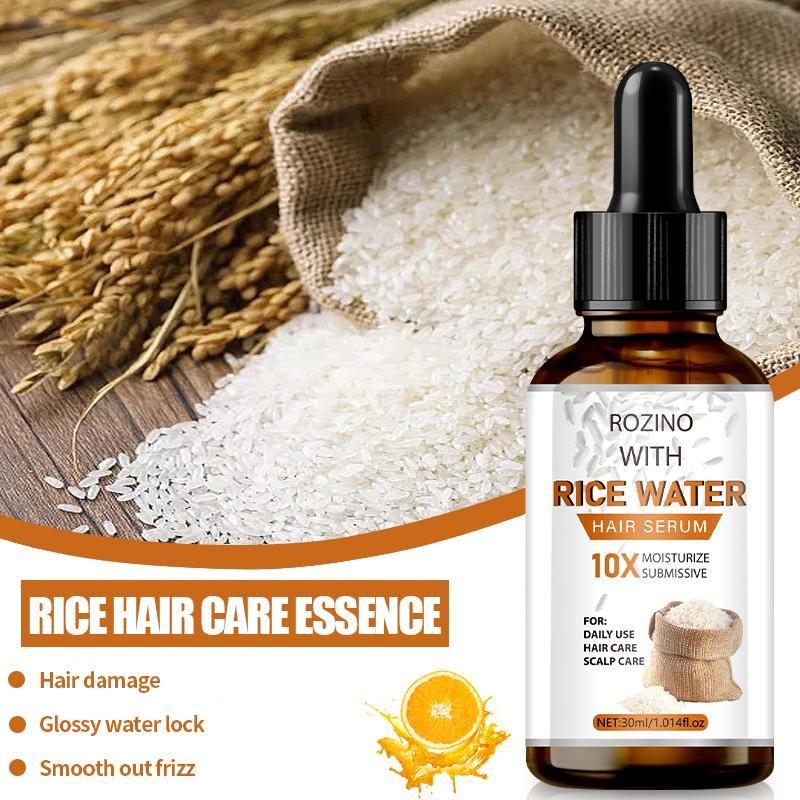 Rice Water Hair Serum, Hair Care Essence for Smooths The Irritability, Silky, Light and Non Greasy Hair Care Product