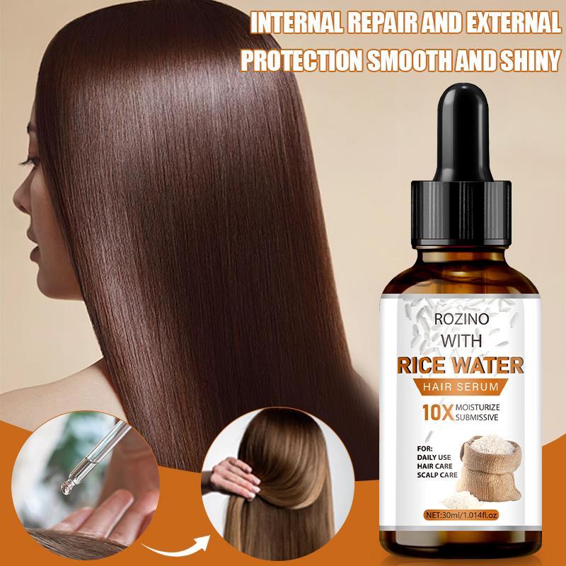 Rice Water Hair Serum, Hair Care Essence for Smooths The Irritability, Silky, Light and Non Greasy Hair Care Product