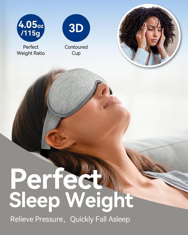 Weighted Eye Mask for Sleeping - Blackout Sleep Mask for Women Men, FACEMOON Lash Extension Eye Covers, Memory Foam, 3D Contoured, Airplane Travel Essentials, Blindfold for Meditation(Gray)