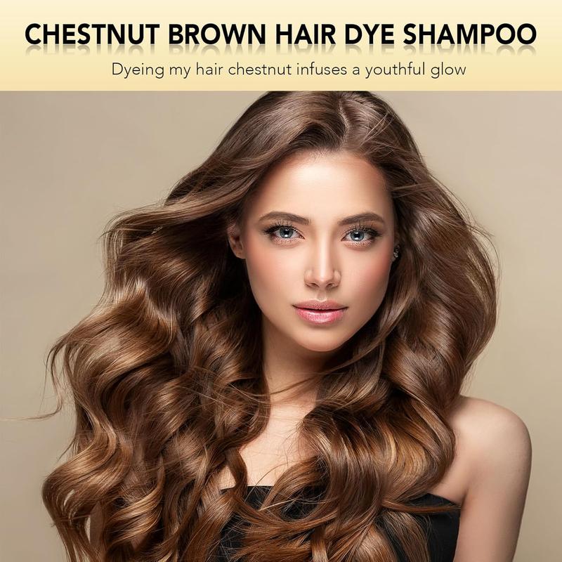 Chestnut Brown Hair Color Shampoo - Instant 3-in-1 Brown Hair Dye, Herbal Ingredient,Lasting Color for Women & Men,Haircare 16.90 Fl Oz