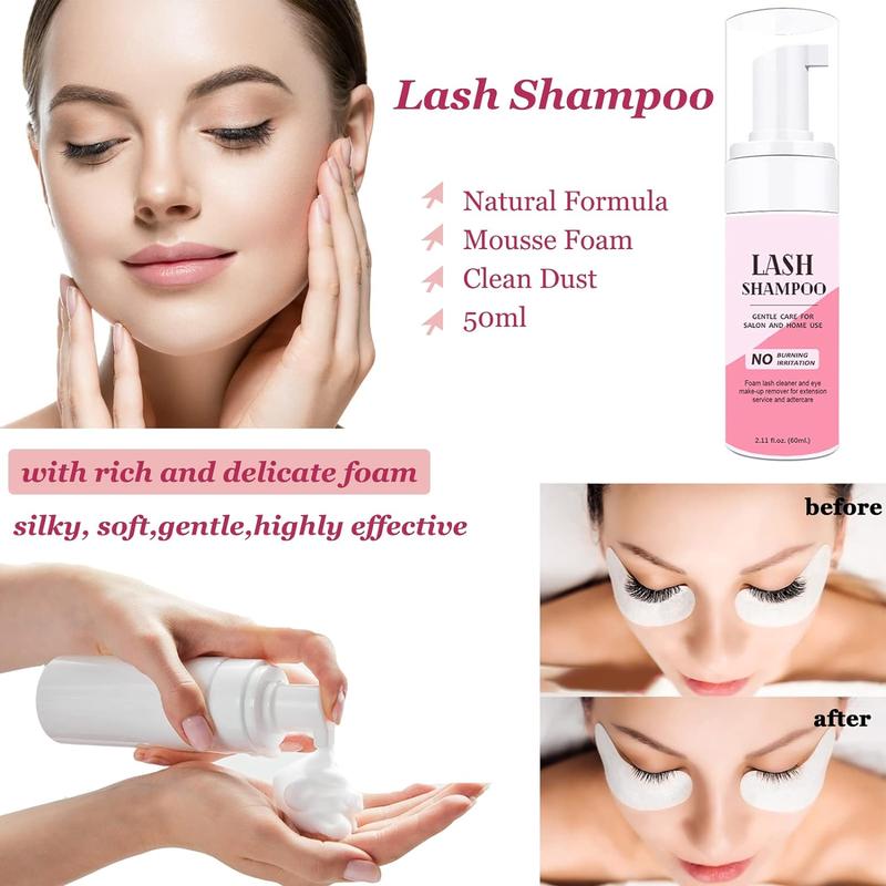 Lash Shampoo for Lash Extensions Eyelash Extension Cleanser with USB Lash Fan,50ml Lash Shampoo,Mascara Brush,Nose Blackhead Facial Cleaning Brush and Wash Bottle for Eye Makeup Remove Blackr