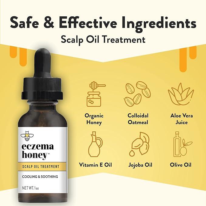 Eczema Honey Soothing Scalp Oil - Natural Honey Hair Oil & Scalp Care - Daily Itchy Scalp Relief Serum - Dry Scalp Treatment Helps With Psoriasis, Seborrheic Dermatitis, Dandruff & More Haircare Moisturize