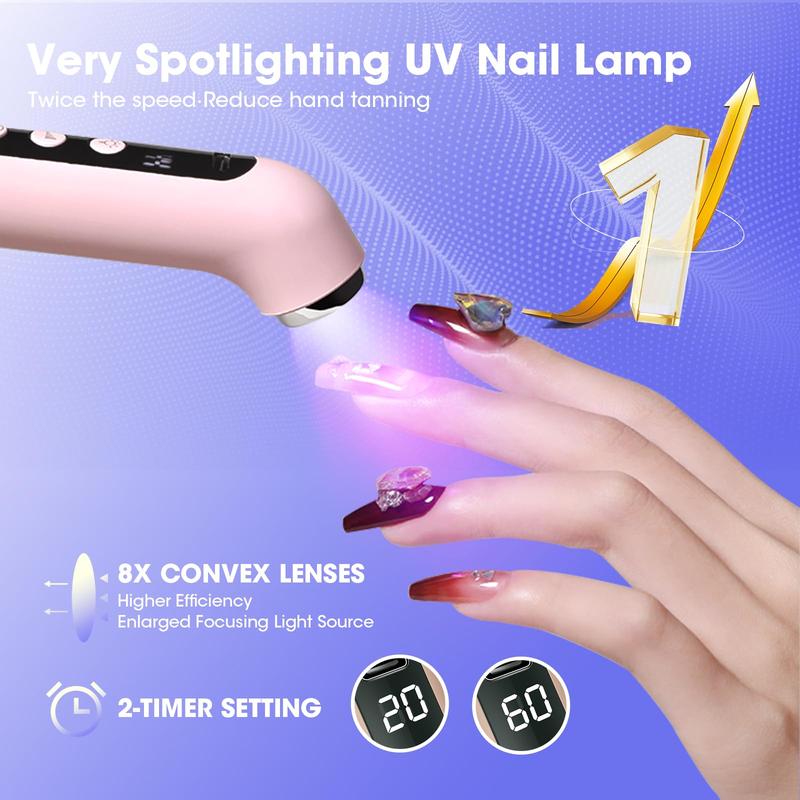 Cordless Nail Drill UV Nail Lamp 2 in 1 E Filer for Nails, Nail Drill Electric Nail File with Small UV Light for Gel Nails Kit for Acrylic Gel Nails Polishing Curing Manicure Pedicure