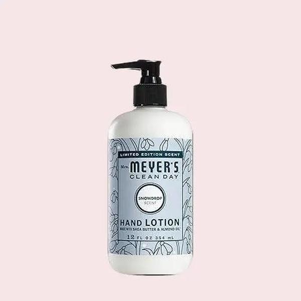 Mrs. Meyer's Clean Day Hand Lotion, Snowdrop Scent, 12 oz Bottle - Moisturizing Hand Cream for Soft Skin