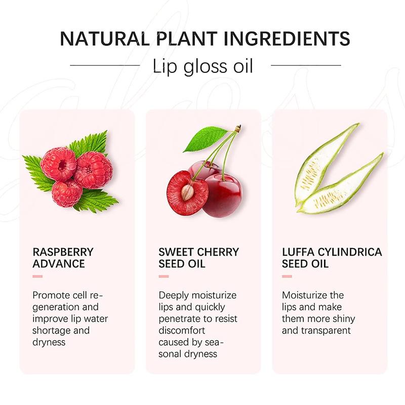 Moisturizing Lip Oil,No-Sticky Gloss Balm Care,Fruit Flavoured Oil for Dry Lip's Hydrating and Nourishing (007#Raspberry) 0.2 OZ Skincare Comfort Glossy Cherry Daily Lip Balm Lipgloss Shimmer Moisture Hydrate