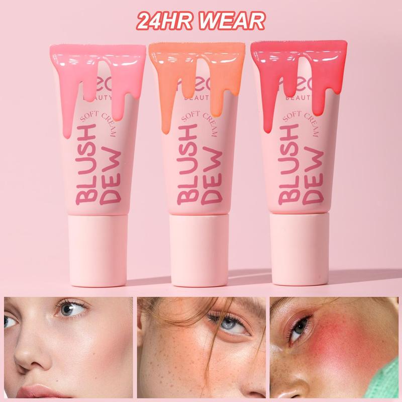 Liquid Blush with Buffer Applicator, 1 Count Long Lasting Blush Stick with Soft Sponge Head, Natural Matte Finish Blush for Cheeks, Lightweight Blush for Women