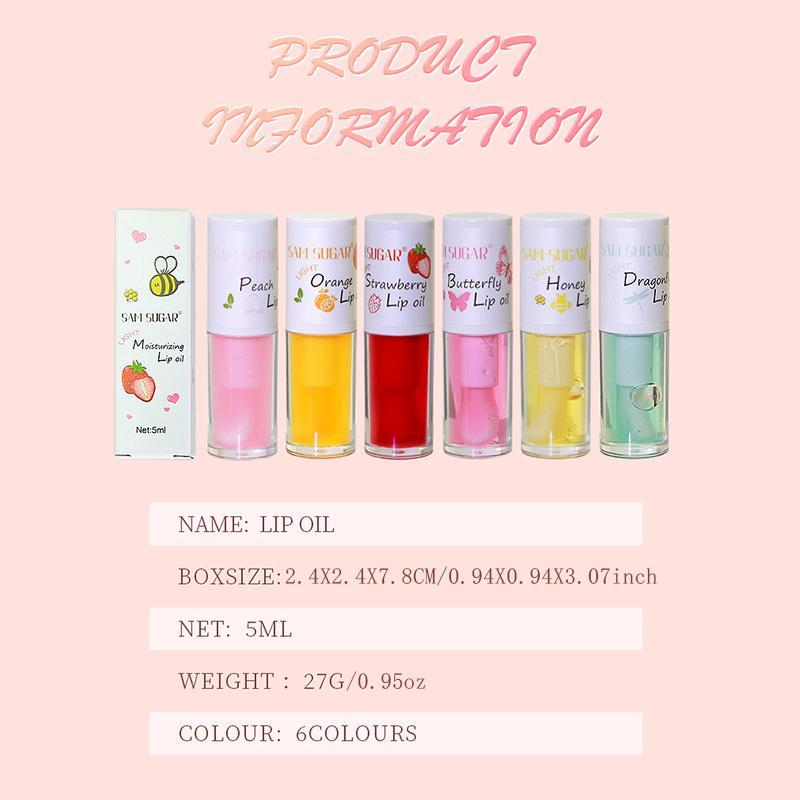 Skin Care Gifts, Moisturizing Fruit Flavor Lip Oil, 1 Count Plumping Lip Gloss, Lip Moisturizer Lip Care Product for Women & Girls, Lip Cosmetic