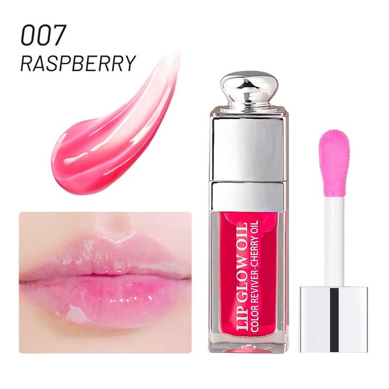 Moisturizing Lip Oil,No-Sticky Gloss Balm Care,Fruit Flavoured Oil for Dry Lip's Hydrating and Nourishing (007#Raspberry) 0.2 OZ Skincare Comfort Glossy Cherry Daily Lip Balm Lipgloss Shimmer Moisture Hydrate