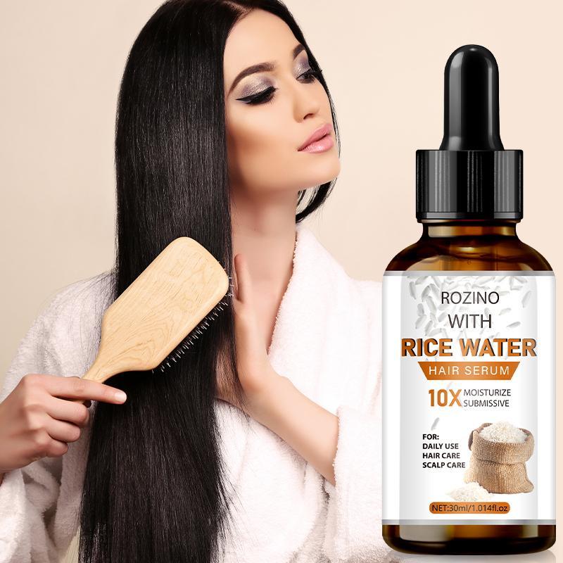 Rice Water Hair Serum, Hair Care Essence for Smooths The Irritability, Silky, Light and Non Greasy Hair Care Product