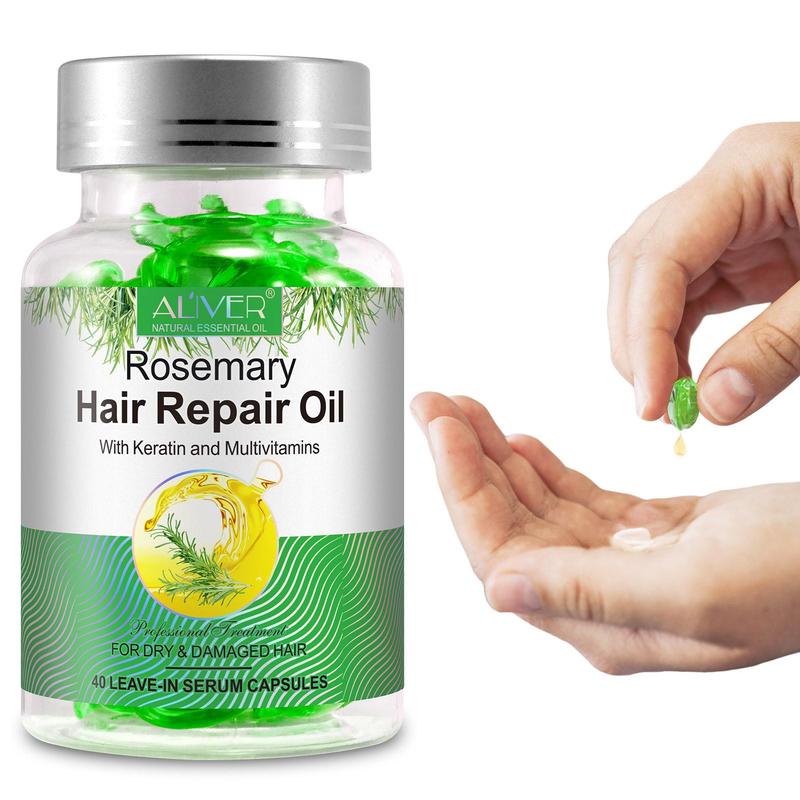 Rosemary Hair Oil, 1 Box Moisturizing & Smoothing Hair Care Capsules, Hair Care & Styling Product for Women & Men, Suitable for All Hair Types